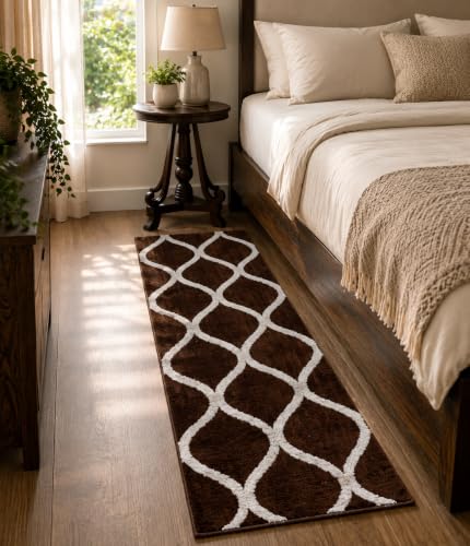 Image of Anti Skid Bedside Runner Carpet | Mat for Bedroom, Living Room, Floor and Home Decor (Brown, 2x4)