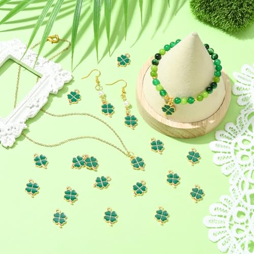 100pcs Lucky Charms St. Patrick's Day Four Leaf Clover Green Charms for DIY Jewelry Making - Image 6
