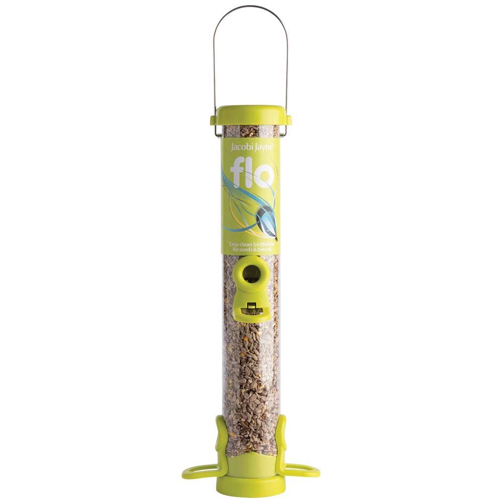 Jacobi Jayne® flo™ Bird Feeder - Bird feeders for small birds. Easy clean bird seed feeder. Won't clog or block. Flo™ hanging bird feeder for wild bird seed. 2 YEAR GUARANTEE. Classic green, small. — view 16