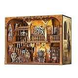 Book Nook Kit - DIY Medieval Castle Booknook for Adults & Teens, 3D Wooden Puzzle Bookshelf Insert with LED Lights, Unique Creative Craft Gift for Home Decor & Model Building