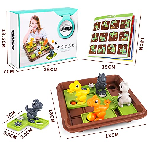 Toyssa Logik Spiele Kinder Dinosaurier Logikspiele Brettspiel mit 60 Herausforderungen Pädagogisches Spielzeug Lernspiel… – Bild 8