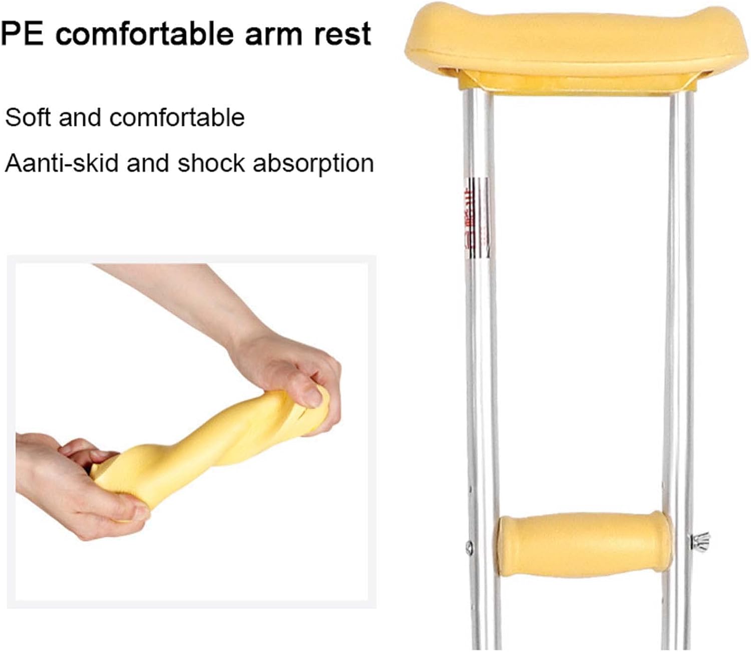 Lightweight Aluminum Crutches for After Injury or Post Surgery, Adjustable Height and Handle Crutches for Elderly, Handicapped, and Disabled Users