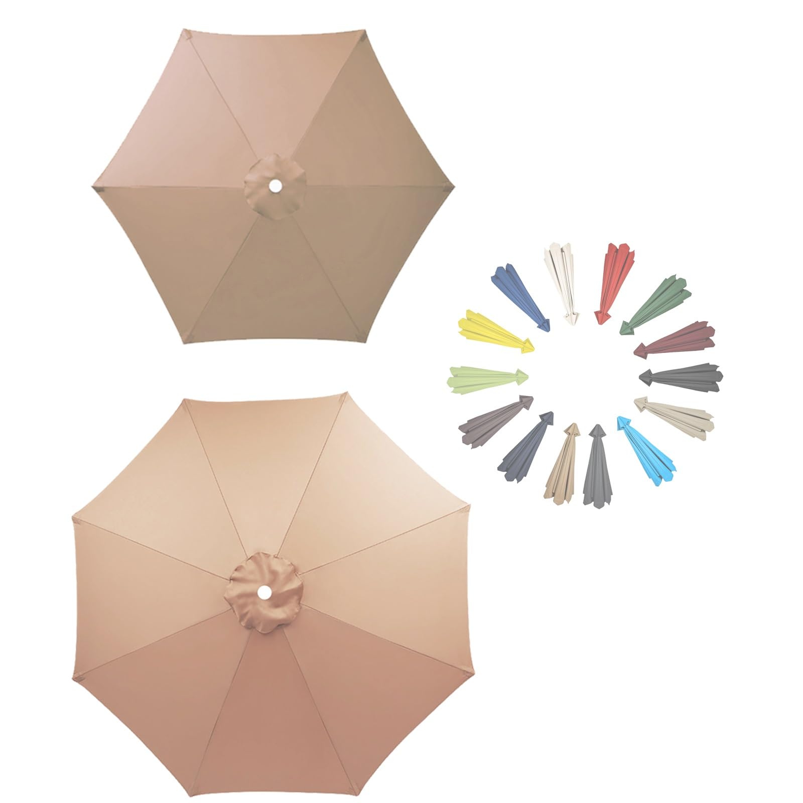 GZDXBF Replacement Canopy Top, Replacement Parasol Fabric Cover Anti-Ultraviolet Replacement Parasol Cover(Champagne,8 RIBS: 300CM/9.8FT)