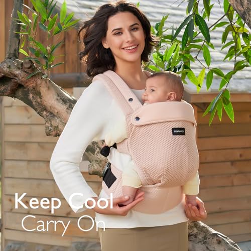 Image of Momcozy Baby Carrier - Ergonomic, Cozy and Lightweight Carrier for 7-45lbs, Effortless to Put On, Ideal for Hands-Free Parenting, Enhanced Lumbar Support, Purehug for Infant to Toddler, Air Mesh-Pink