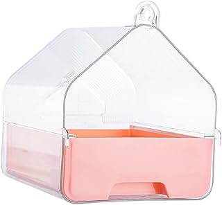 ibasenice bañera de Loro baño de Loros bañera para pájaros pequeños Accesorios para jaulas de pájaros baño de Jaula de pájaros baño de pájaros baño de Ducha de Aves el plastico Rosa