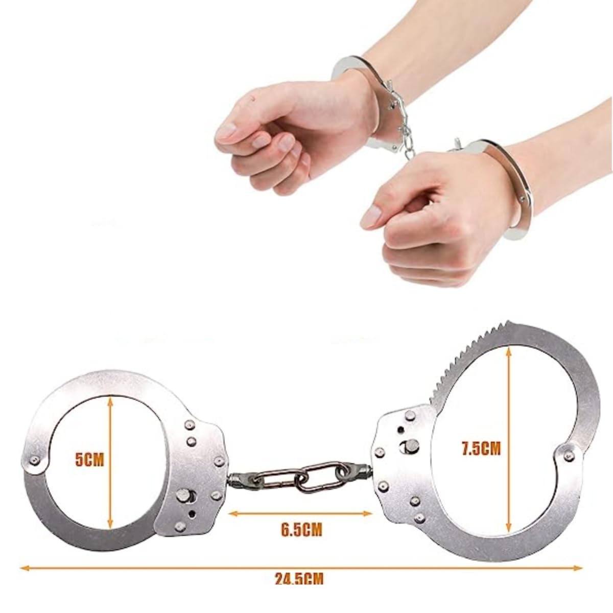 Manette da gioco in acciaio inox, gioco di ruolo, oggetti di scena per il ballo, misura regolabile-A10