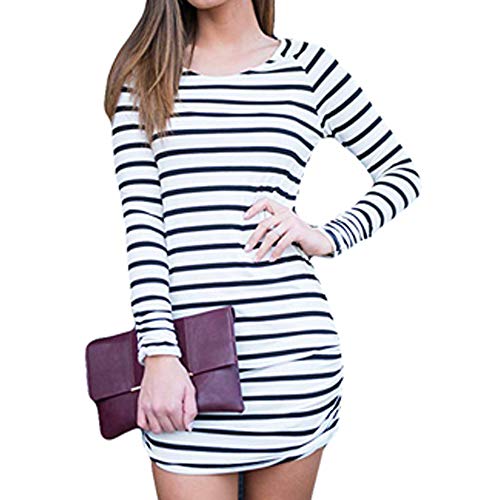 Sherosa Womens Basic Casual Long Sleeve Slim Fit T Shirt Dress Tunic Top2