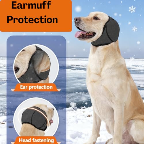 Image of TecoKart Dog Ear Muffs for Noise Protection, Black L Size (Head Circumference 45-60CM, Recommended Weight 30-42.5KG) | Ear Muffs for Dogs Noise Cancelling, Dog Ear Protector for Crackers Sound & Cold