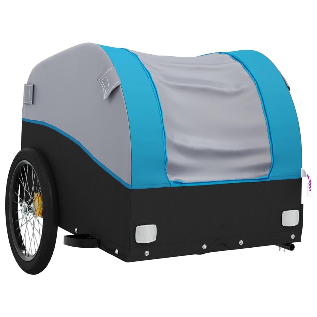 Remolque de bicicleta negro y amarillo de hierro, 133 x 68 x, con barra de tracción y bandera de seguridad para transporte, exterior, viajes y compras
