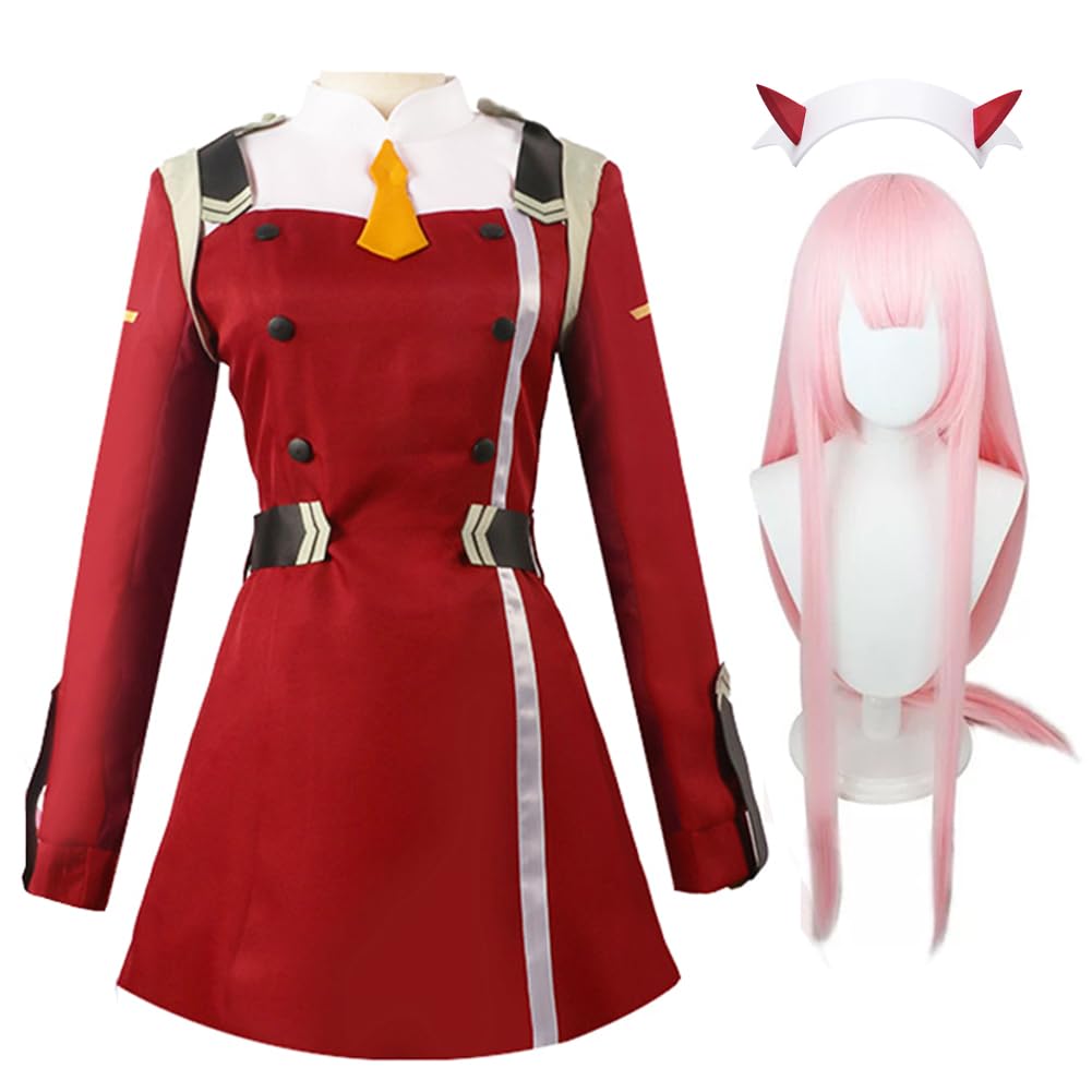 02 Zero Two kostium cosplay 02 stroje cosplay czerwony mundur sukienka garnitur pełny zestaw anime Halloween karnawał impreza kostium dla kobiet