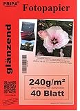 pripa - A3-40 Blatt Fotopapier Photopapier DIN - A 3-240g/qm - glossy glaenzend - sofort trocken - wasserfest - hochweiß - sehr hohe Farbbrillianz fuer InkJet Drucker Tintenstrahldrucker