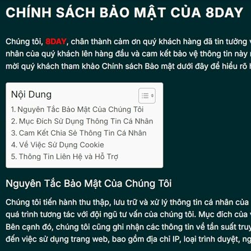 Chính sách bảo mật 8DAY Podcast Por arte de portada