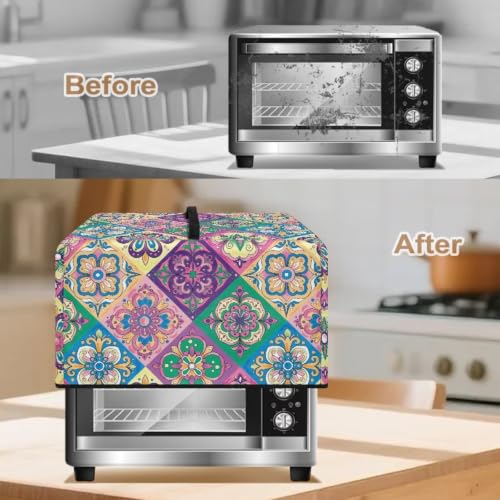 Image of Convection Oven Dustproof Cover, Washable Microwave Oven Cover Small Appliance Accessories for Kitchen Countertop, L, 20.9 x 15.7 x 12.4 Inches, Ethnic Floral