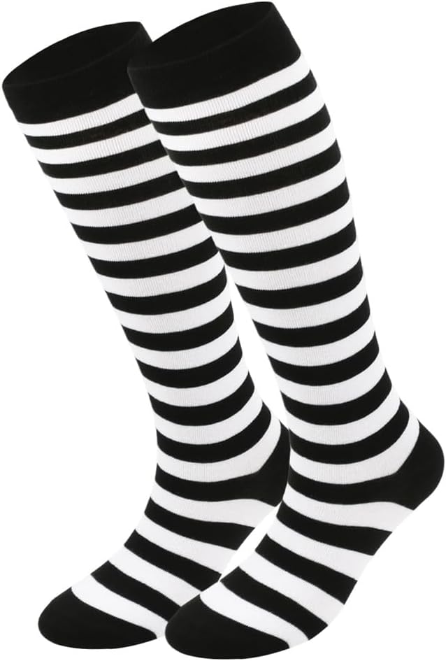 Kids Youth Soccer Socks Knee-High Striped Athletic Socks for Boys Girls Football Baseball 7-12 Years