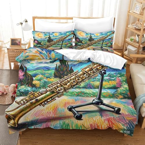 Housse de couette clarinette avec fermeture éclair cachée en microfibre douce lit double