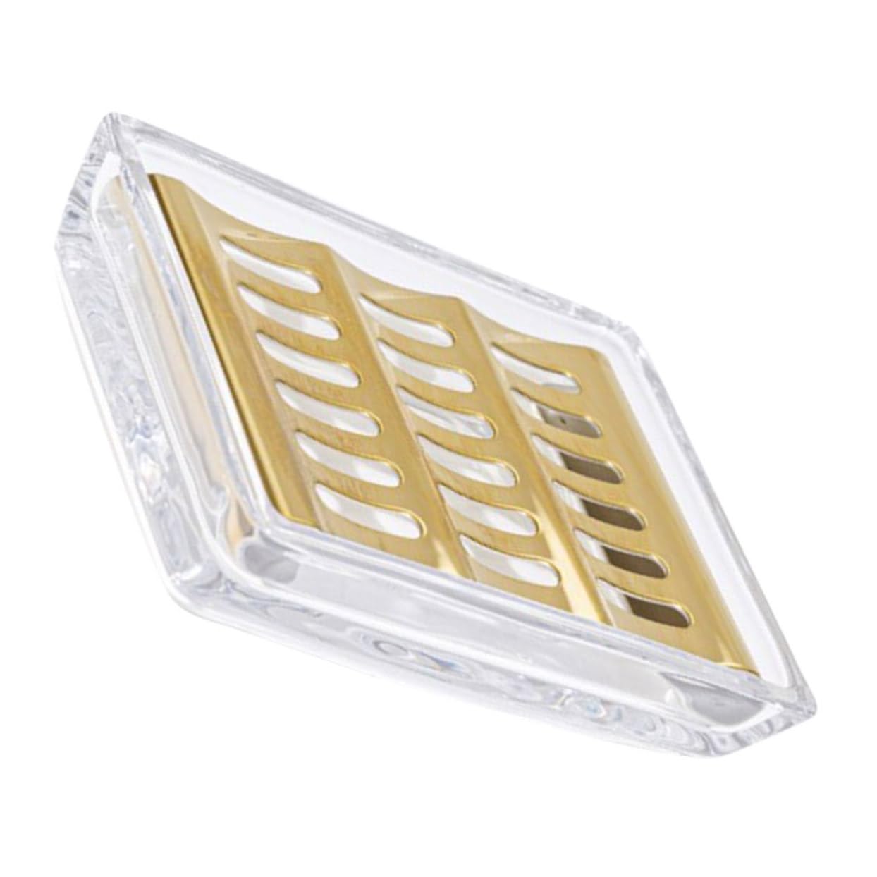 Seifenablage aus Glas und Edelstahl Gold, mit Abtropffläche