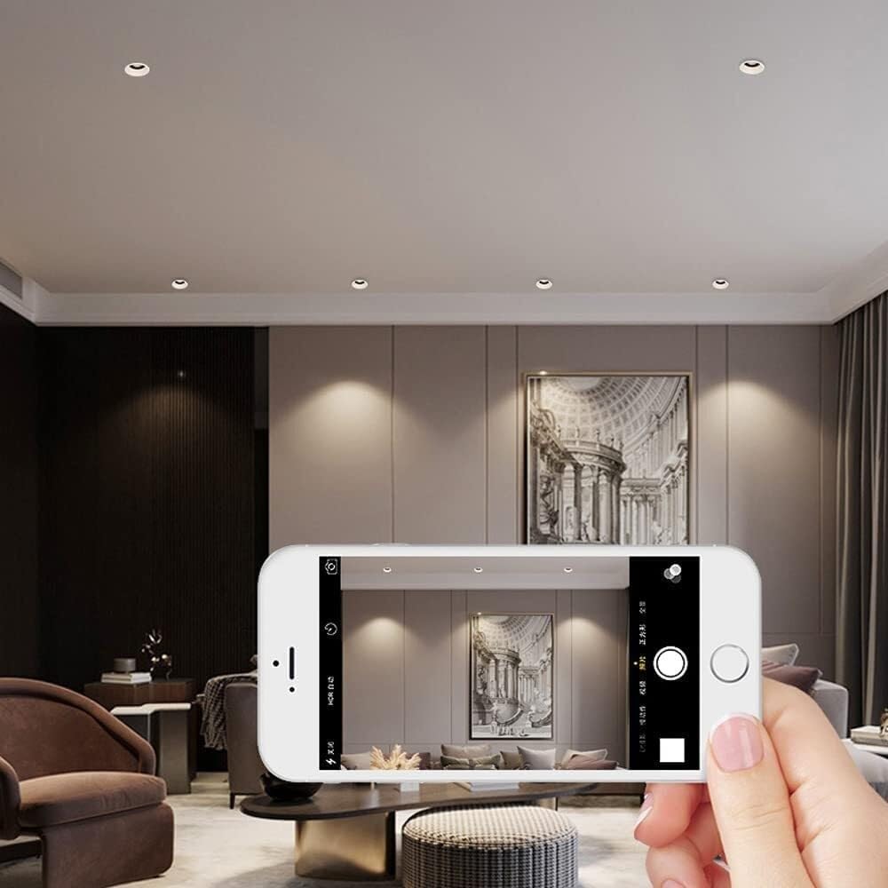 7W LED Can Lights - Recessed Ceiling Lighting, 3 Colors, Narrow 24° Beam, Aluminum Round Edge Spotlight for Wall Corners (Color: Dark)(Blanc)