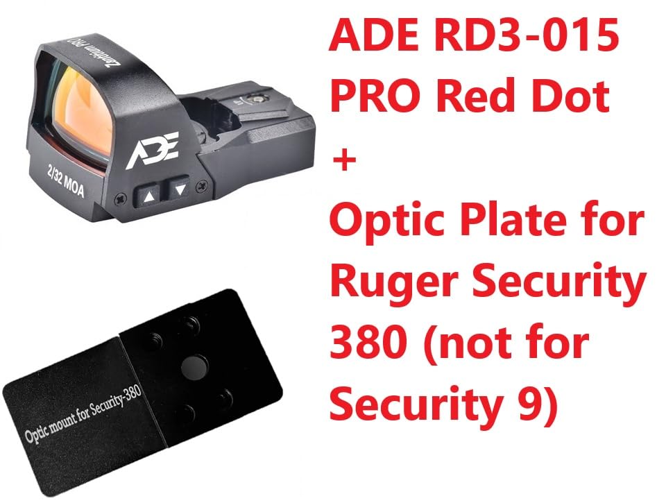 ADE RD3-015 PRO Shake Awake Red Dot + Optic Mounting Plate for Ruger Security 380