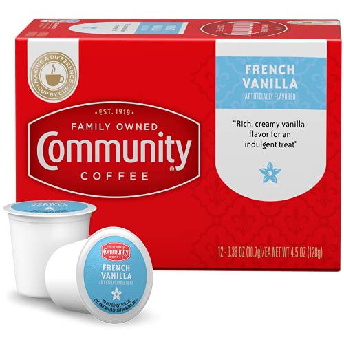 Image of Community Coffee French Vanilla Flavored 36 Count Coffee Pods, Medium Roast, Compatible with Keurig 2.0 K-Cup Brewers, 12 Count (Pack of 3)