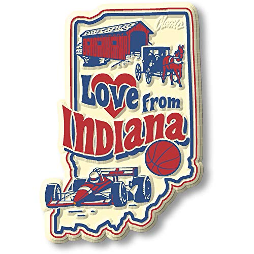 Imán decorativo vintage Love from Indiana 2 x 2.9"