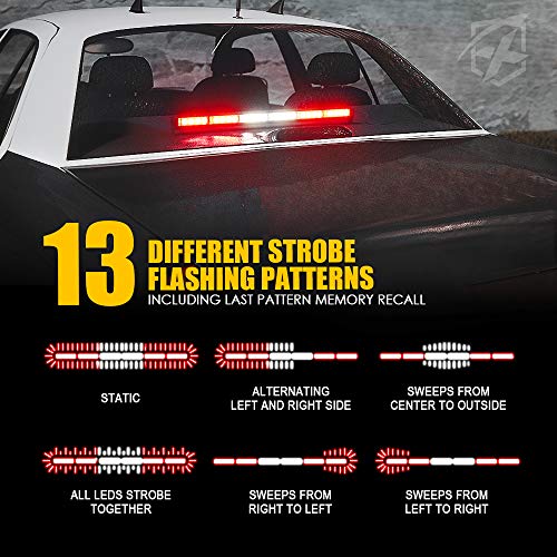 Xprite 27 Inch Led Traffic Advisor Strobe Light Bar, 13 Flashing Patterns W/ Suction Cup Mount, Windshield Deck Emergency Warning Light Bar For Firefighter Ambulance Vehicles Trucks Suv -White Red #TOP3
