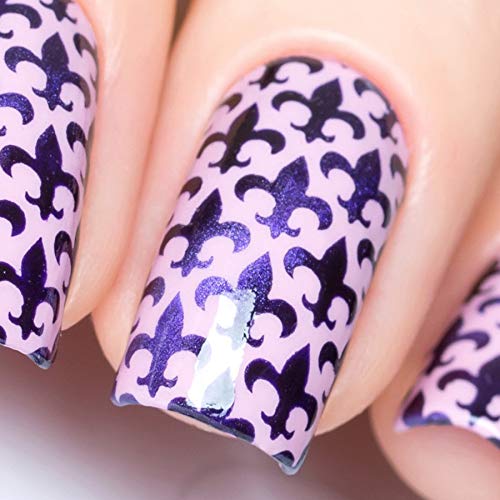 Whats Up Nails - Fleur De Lis Vinyl Stencils for Nail Art Design (1 Sheet, 12 Stencils)