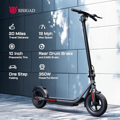 Image of SISIGAD Electric Scooter Adults,8.5 inch /10 inch /12 inch Tires,Peak 500W Motor,Top Speed 19 /20 /25Mph,19 /20 /25 Miles Long Range,Folding E-Scooter with Double Braking System, Smart Control