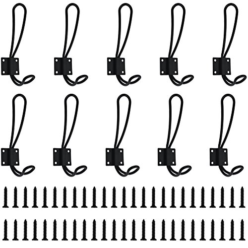 Irich Ganchos de entrada rústicos, perchas vintage de doble capa con tornillos de metal, lo mejor para el hogar y la oficina Ganchos 10 piezas tornillo 50 piezas