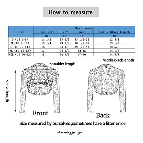 Unicra Women Lace Bolero Shrug for Dresses Elegant Floral Lace Shrug Top Open Front Sheer Long Sleeve Cropped Cardigan3
