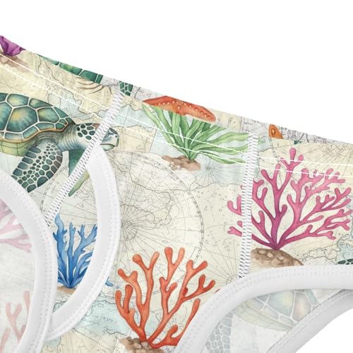 ODAWA Watercolor Sea Turtle Tag Free Toddler Briefs Cotton, 2T Boys Underwear4