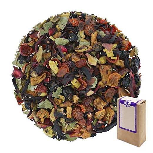 Núm. 1235: Té de frutas orgánico "Zarzaparrilla (grosellero negro)" - hojas sueltas ecológico - 250 g - GAIWAN® GERMANY - hibisco, rosa mosqueta, regaliz, manzana, grosellas, saúco, grosella roja