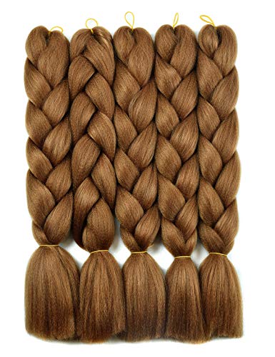 YAYAFAIRY Kanekalon Braiding Hair Extensions Box Braiding Hair for Black Women 24 Inch Long Jumbo Braiding Hair Light Aubur