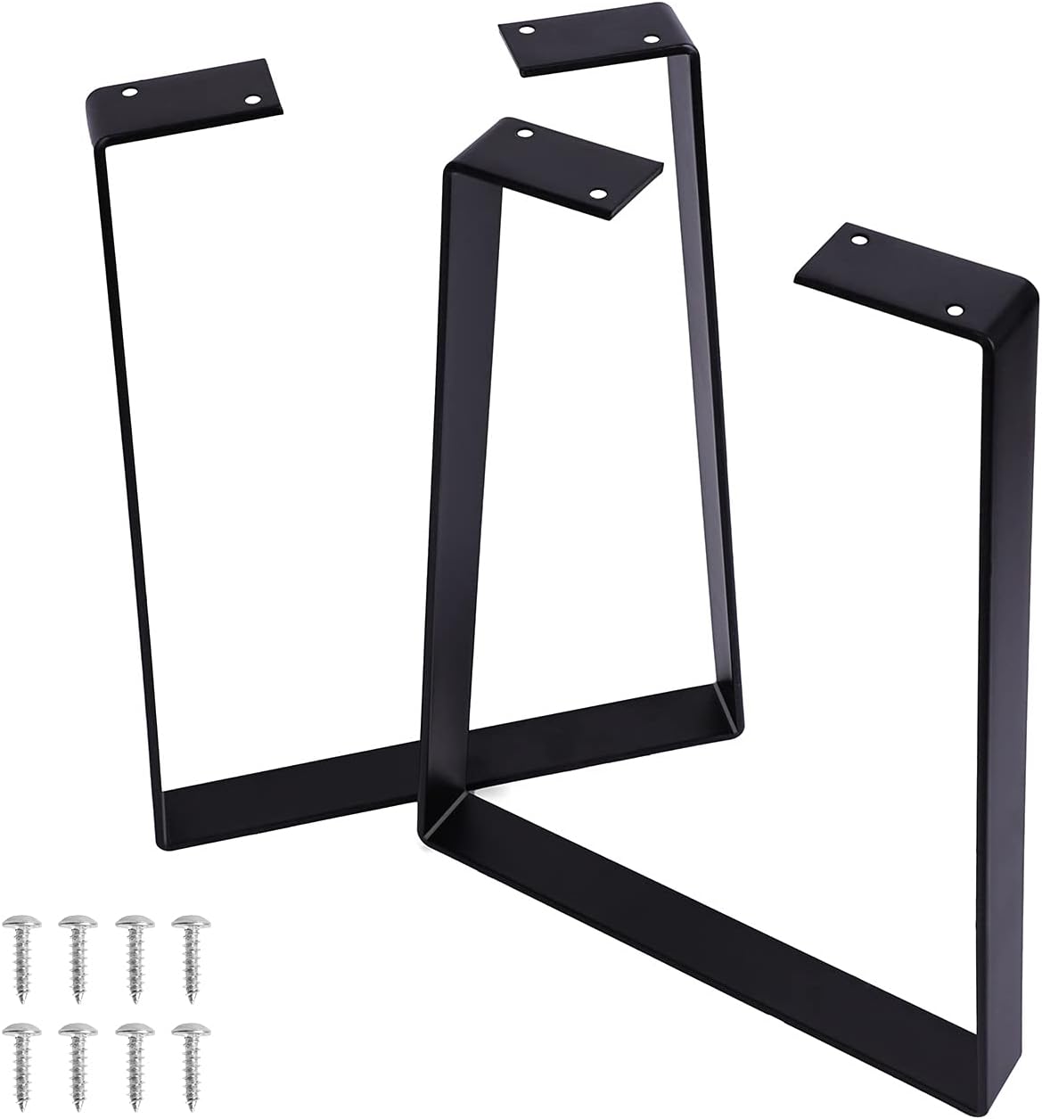 MEETWARM 16 inch Tall Black Table Legs Trapezoid Metal Furniture Legs Mid Century Modern for Bench, Coffee Table, End Tables, Side Table, Console Table, Set of 2
