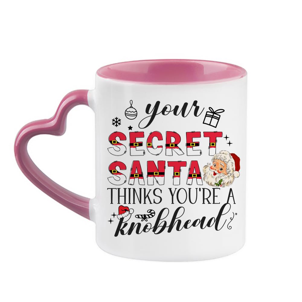 Getagift Your Secret Santa Thinks You're A Knobhead, Offensive Secret Santa Gifts, Heart Handle Coffee, Tea Mug. (Pink)
