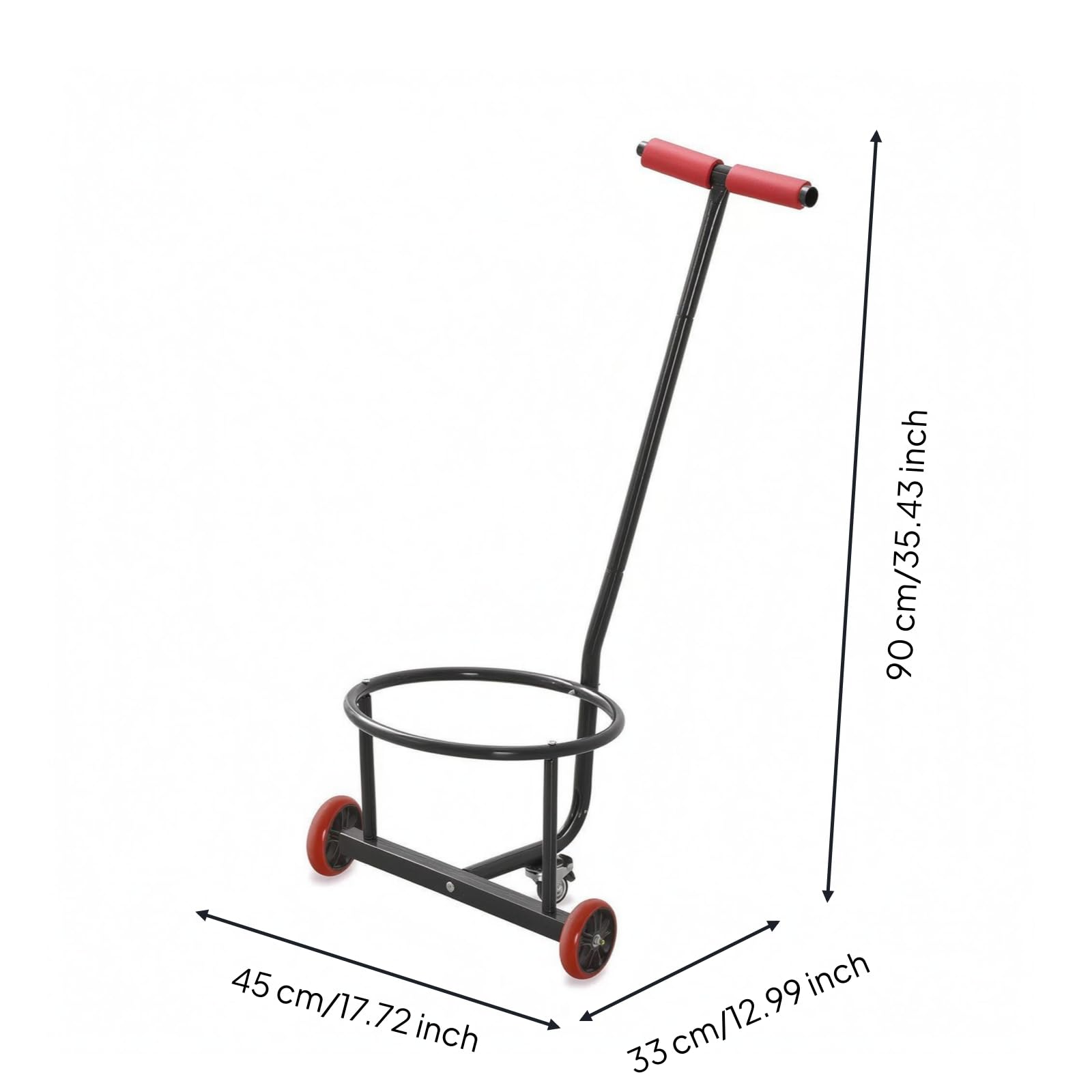 Colcolo Carrello Manuale per Secchi Mano Carrello di Trasporto Struttura a Telaio Aperto Metallo Duraturo Presa Comoda per Spingere E Sterzare Adatto a, Black Carbon Steel