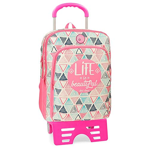 Roll Road Life Mochila Escolar Doble Compartimento con Carro Multicolor 33x42x17 cms
