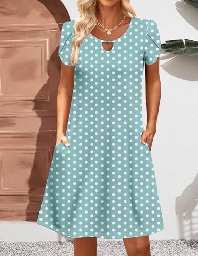 Image of Zeagoo Women's Casual A-Line Dresses with Pockets Summer Floral Tshirt Dress Short Sleeve Mini Dress Flowy Sundresses