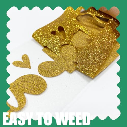 Image of Golden Glitter HTV Heat Transfer Vinyl, 12 inch x 5ft lron on Vinyl, for T-Shirt Ironing, Vinyl HTV Easy to Cut and Weed, The Best Choice for DIY Creativity. (Golden, 12 inch x5ft)