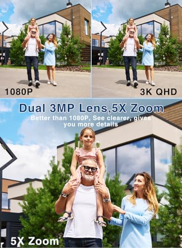 Reobiux 6MP Dual Lens Outdoor Security Camera, 3K WiFi CCTV Camera with 360° Coverage, 30M Color Night Vision, Motion Tracking, Two-Way Audio, IP66, Works with Alexa - Image 4