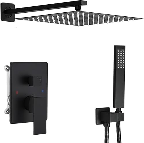 Miniatura 7 de JingGang Sistema de ducha de oro cepillado de 10 pulgadas, mezclador de lluvia de lujo, conjunto combinado de ducha montado en la pared y sistema de