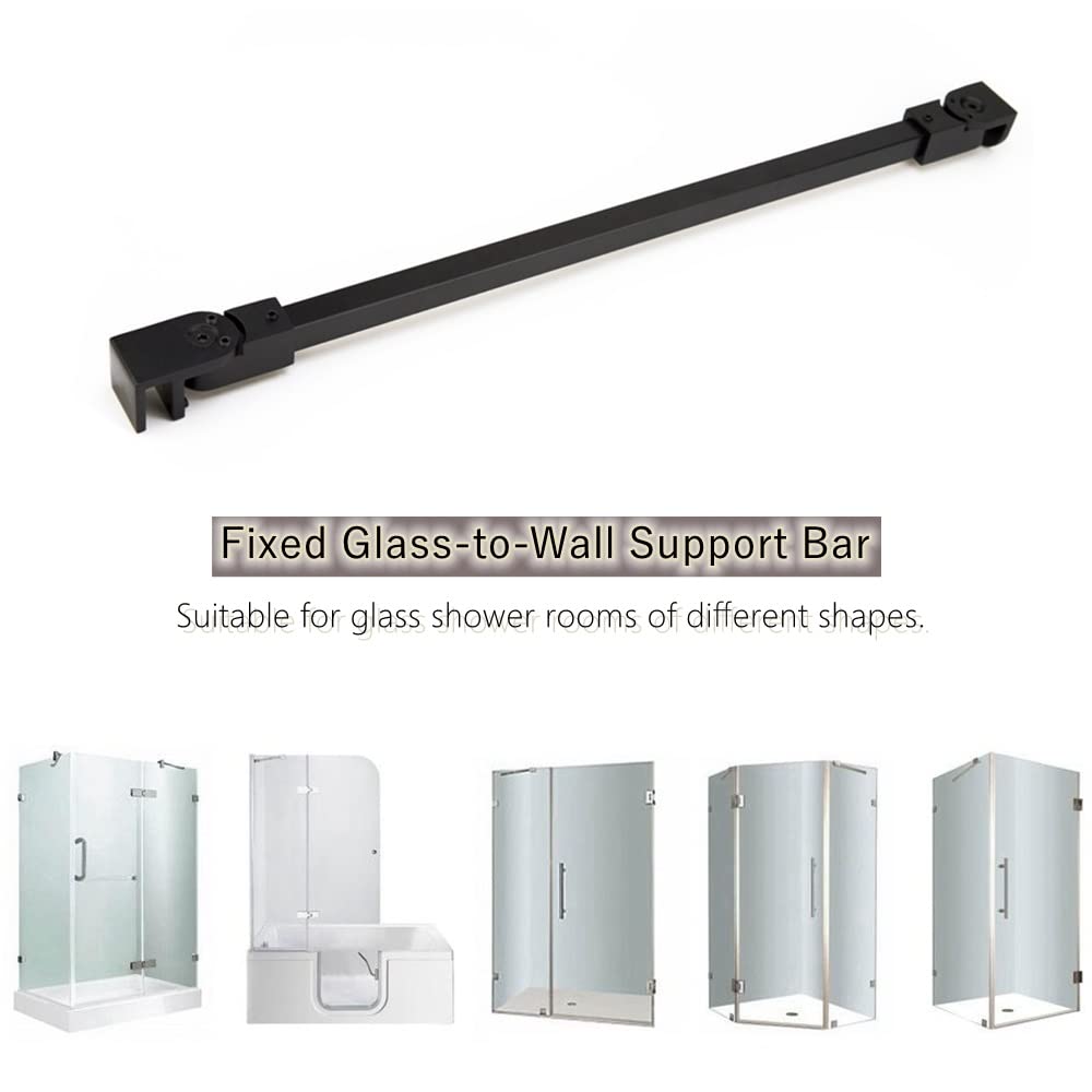 Bras de support mural en acier inoxydable pour verre de douche fixe sans cadre M-Home noir mat pour verre de 6 mm à 10 mm