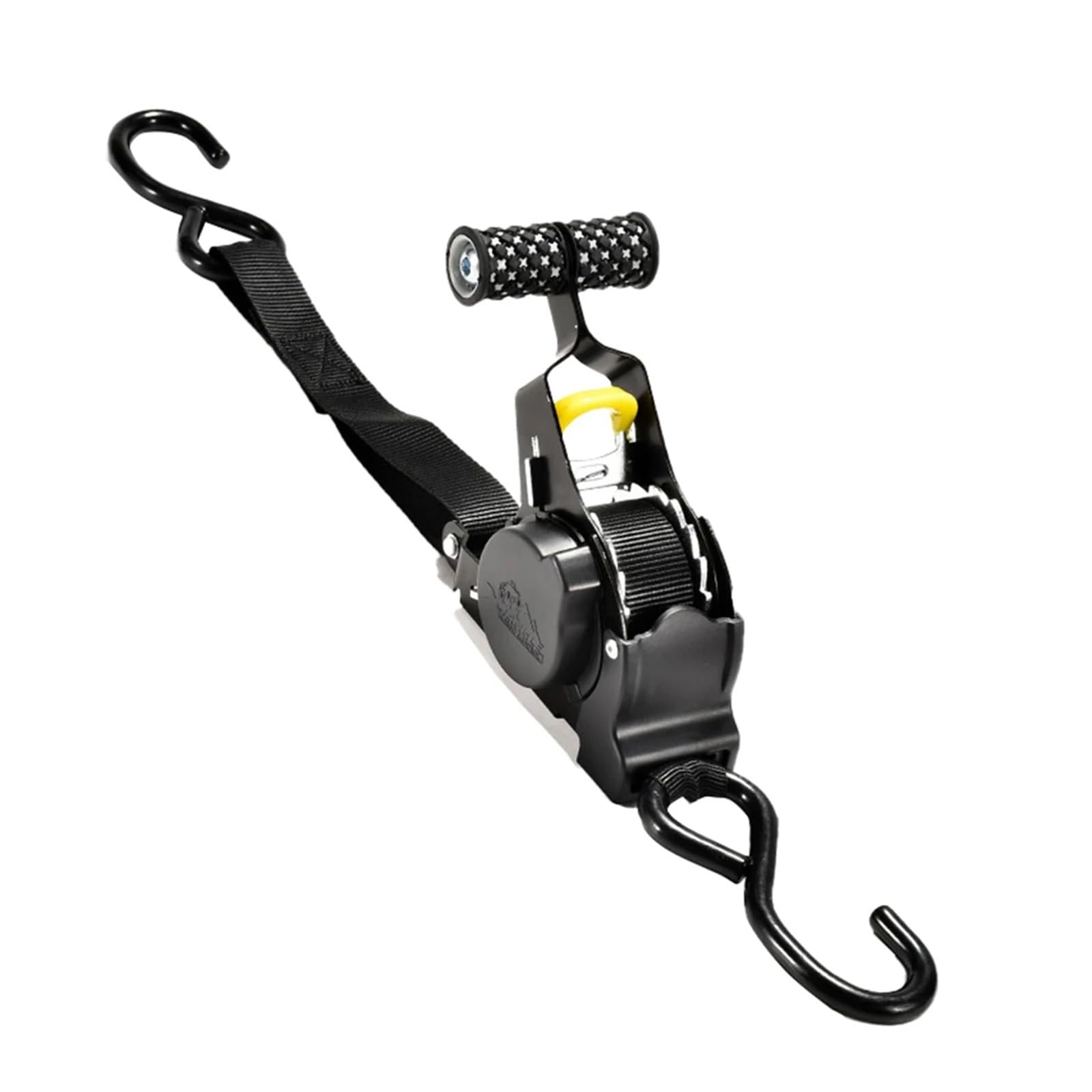 Tie Down Strap, Load Lugga Strap with S Hook Ratchet Tensioner Belt Tie Down Retractable Ratchet Straps for Trailers Vehicles Boat(Black 2Batteries)