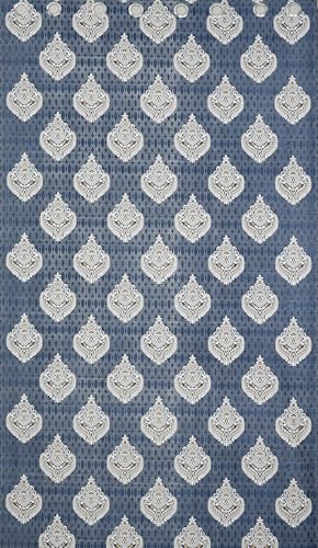 Image of Homefab India 1 Piece Polyester Printed Curtains Room Darkening Panel - Long Door 9 feet, Damask Grey Curtain
