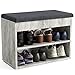 KOMTO Schuhbank mit Sitzfläche - Schuhregal Bank mit Stauraum Beton 60 x 48 x 32 cm Kleiner Schuhschrank mit Sitzbank Flur Bank Garderobenbank Sofia