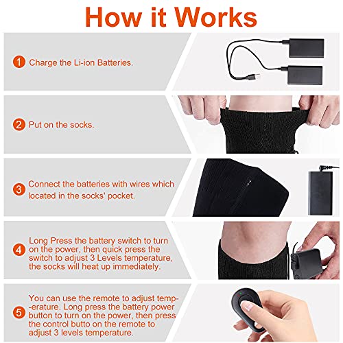 Remote Control Heated Socks For Men Women, Electric Heating Socks, Rechargeable 4000Mah Battery Powered Thermal Foot Warmers, Winter Warm Socks For Skiing Riding Camping Hiking Motorcycle Boot Heater #TOP5