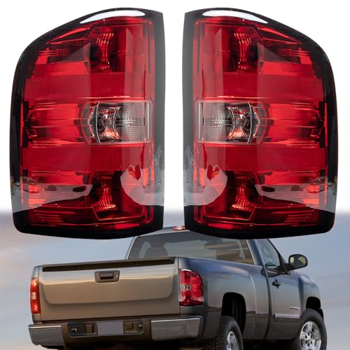 MiKaFex Tail Light Assembly Compatible With 2007-2013 Chevy Silverado 1500 2500HD 3500HD Driver and Passenger Side With Bulb Inside and wiring harness