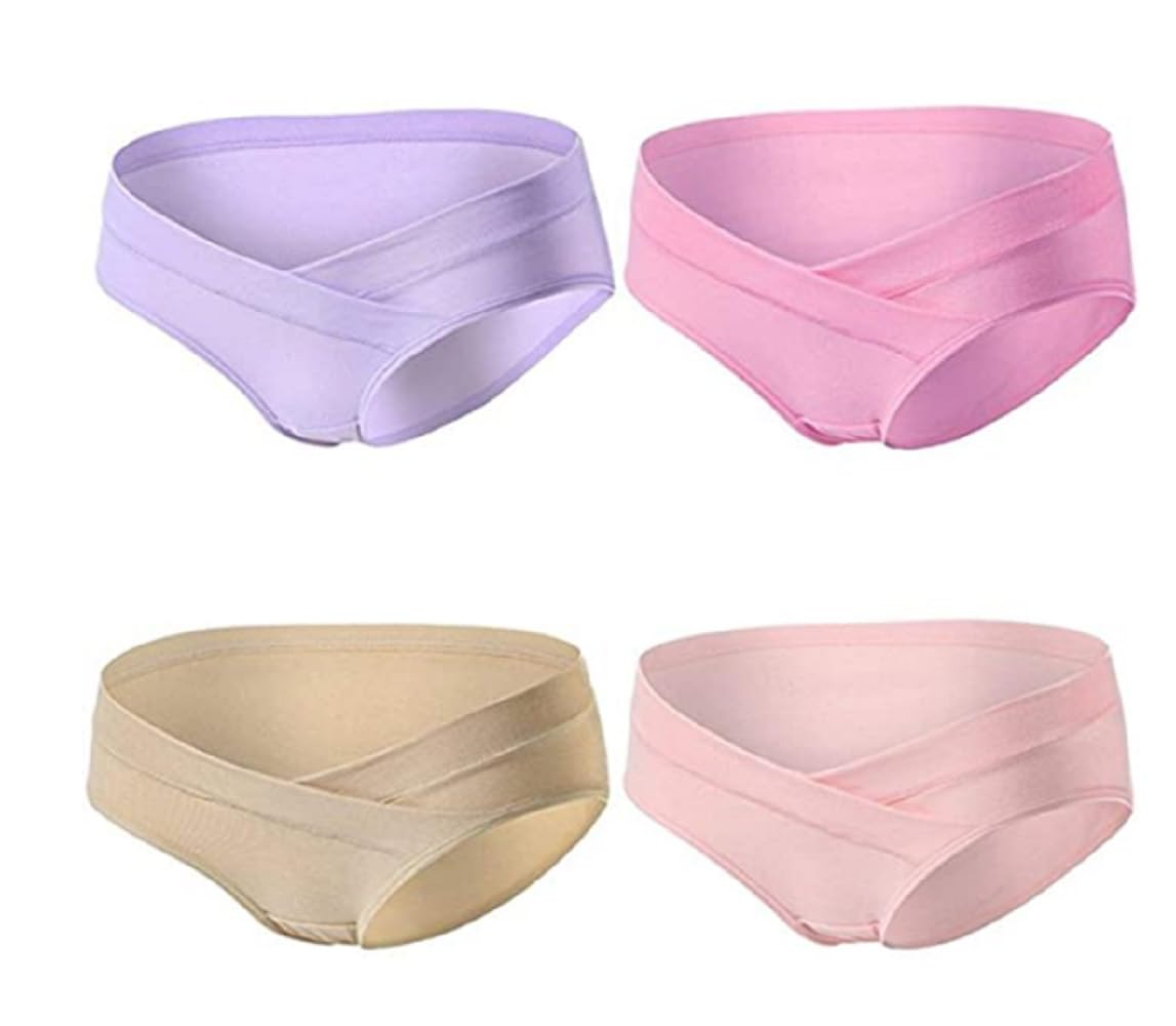 CAJUCA4 Pcs Women Under the Bump Maternity Panties Pregnancy Underwear Multi Color.2034;M