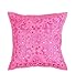 Indyjski haft praca ręcznie wykonana bawełniana poszewka na poduszkę, lustrzana poszewka na poduszkę, dekoracyjna sofa boho elegancka boho poduszka ozdobna (40 x 40 cm) cm (różowy)