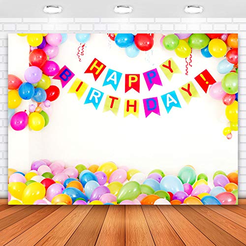 7x5ft Happy Birthday Backdrops Photography Backdrops Colorful Balloons Photo Backdrop for Pictures Photography Props YY00203