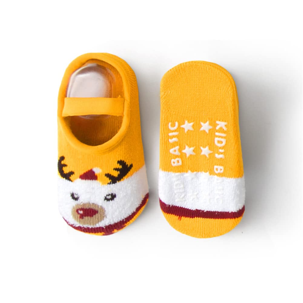 LOOLY 6 Pairs Christmas Thicker Warm Anti Slip Ankle Socks with Grips for Toddlers,12-14,6ThickerChristmas